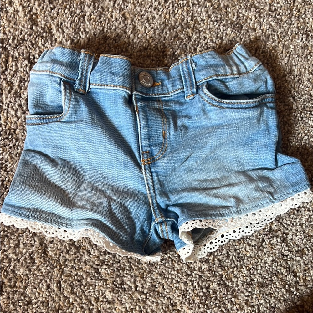 OshKosh B'gosh Light Blue Denim Shorts with Lace Trim